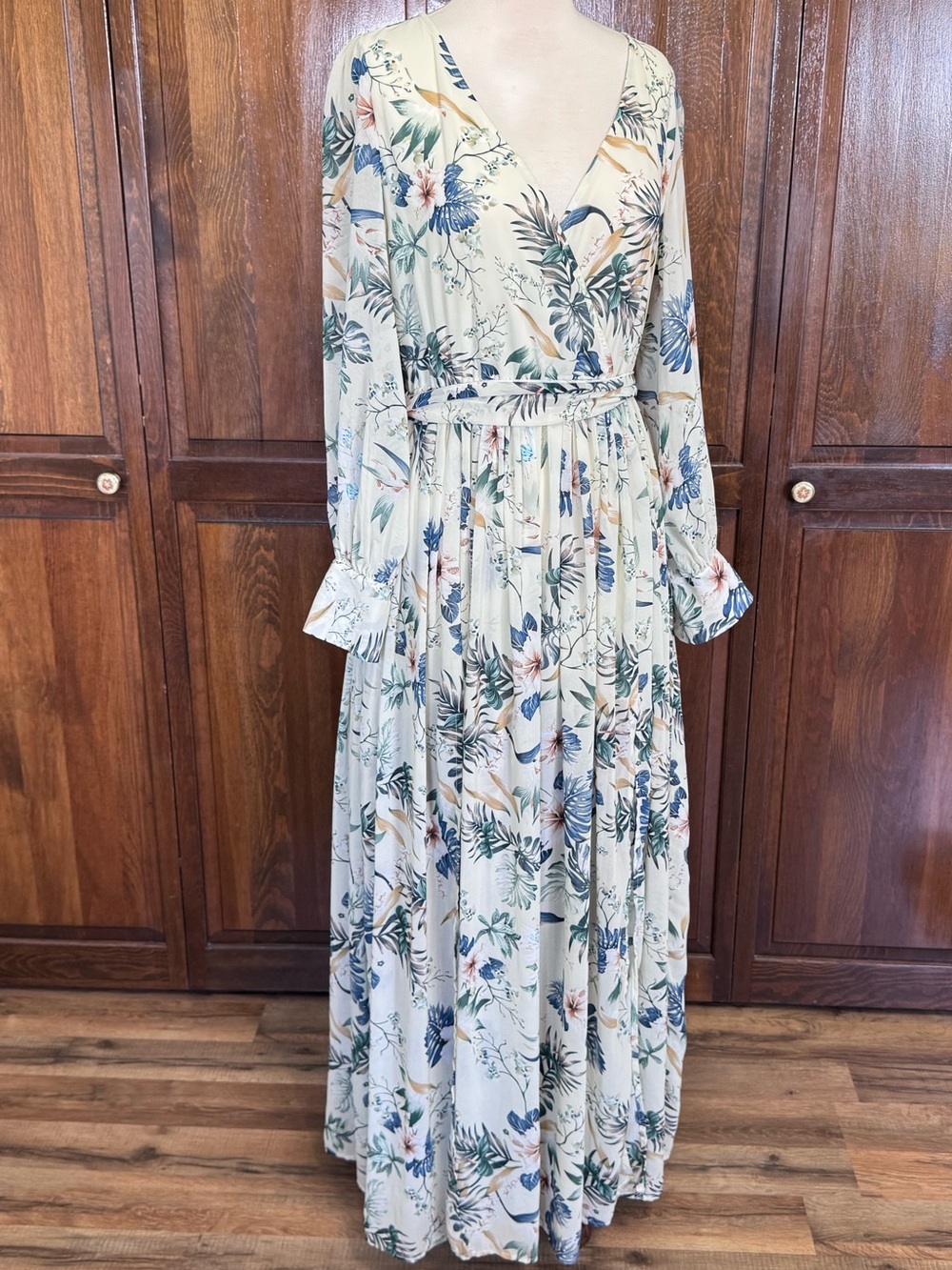 Romantic Cottagecore Botanical Whimsigoth Boho Pink Lily Maxi Dress Medium